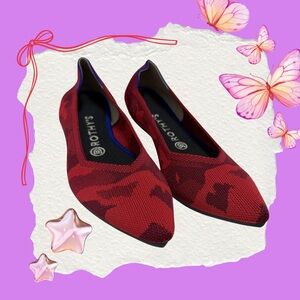 Rothy’s Red Camo Pointed Flat